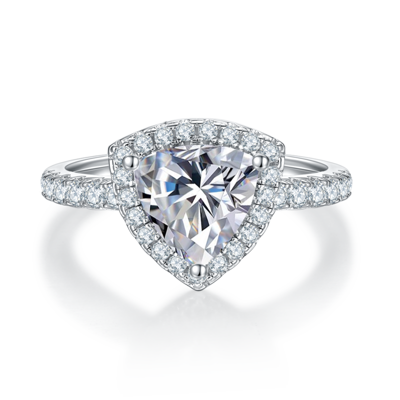 Affordable Luxury三角形S925银镀白金MoissaniteWomen's Ring2.0ctD级